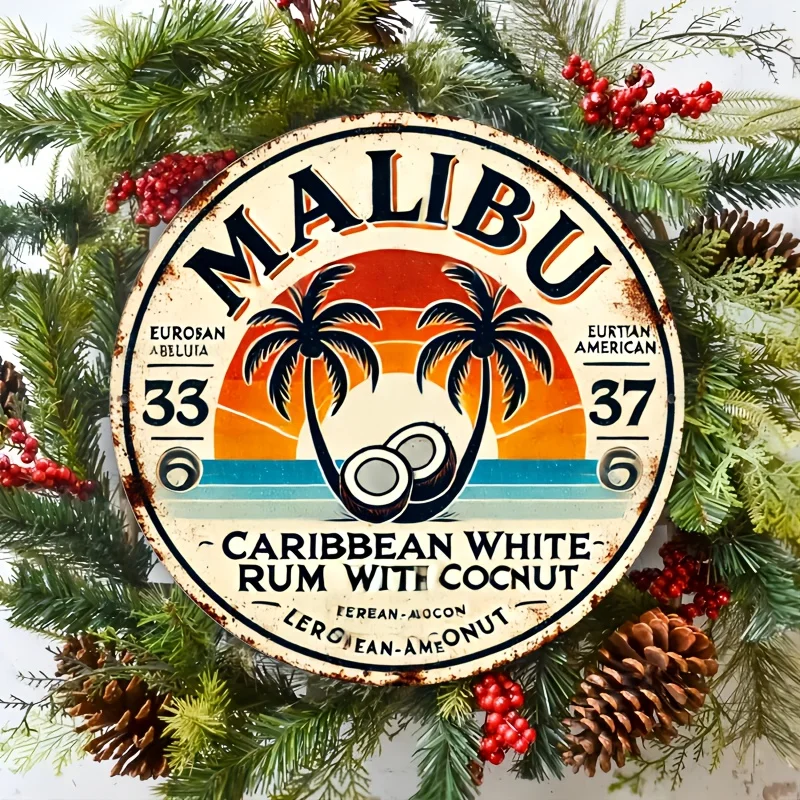 Vintage Collectible Plates - Vintage Malibu Rum Hindistan Cevizi Alüminyum